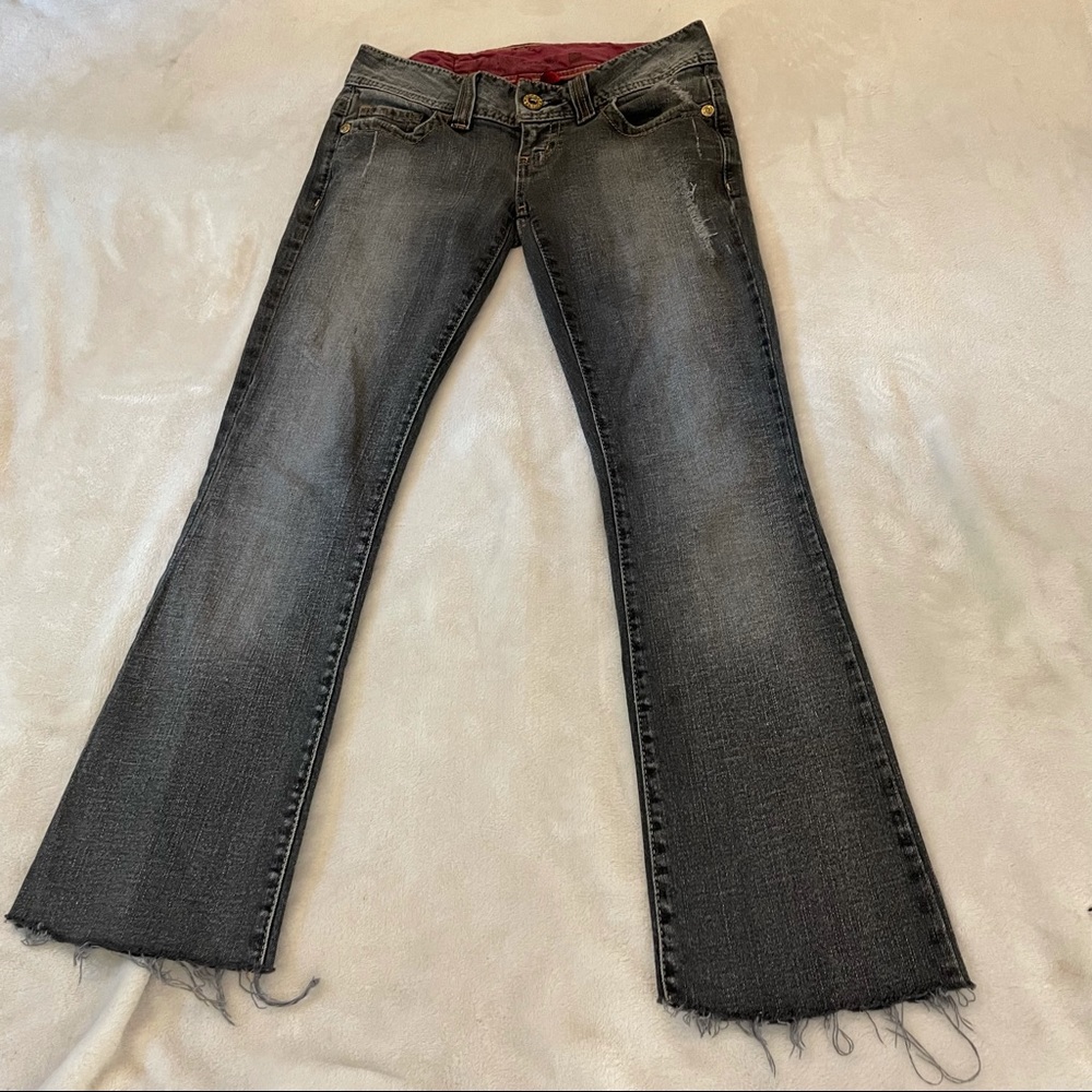 y2k low rise gray flared jeans by GUESS